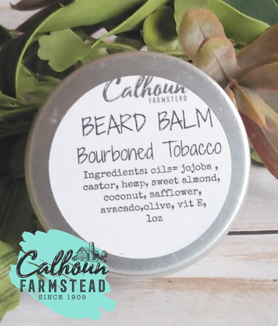 Beard balm in 1oz tin. Bourboned tobacco scented perfect gift for him, gift for dad. Father's day gifts.