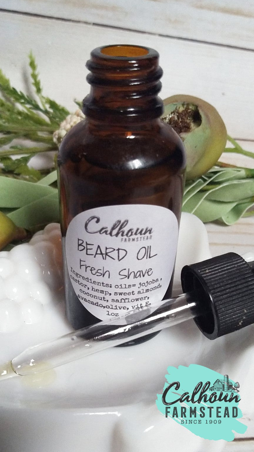 Beard oil for beard care and facial hair.