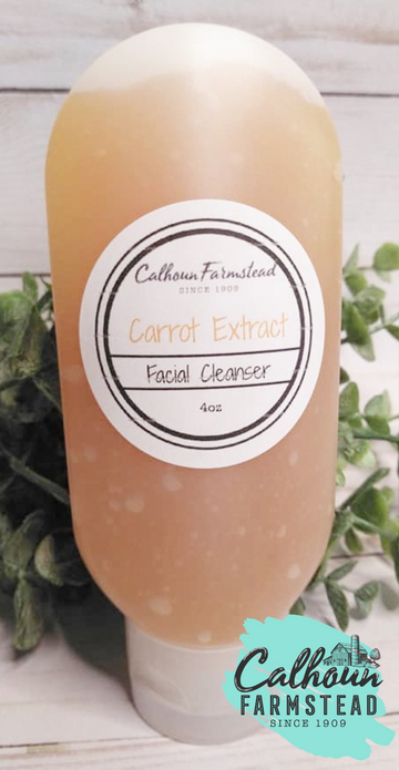 4oz carrot facial cleanser. Made with carrot essential oil, carrot extracts, has anti oxidants for anti aging.