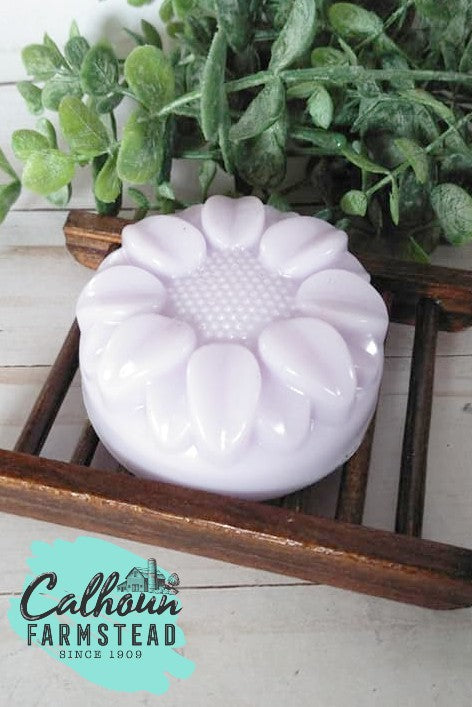 lilac scented goats milk soaps, floral shapes for gifts.
