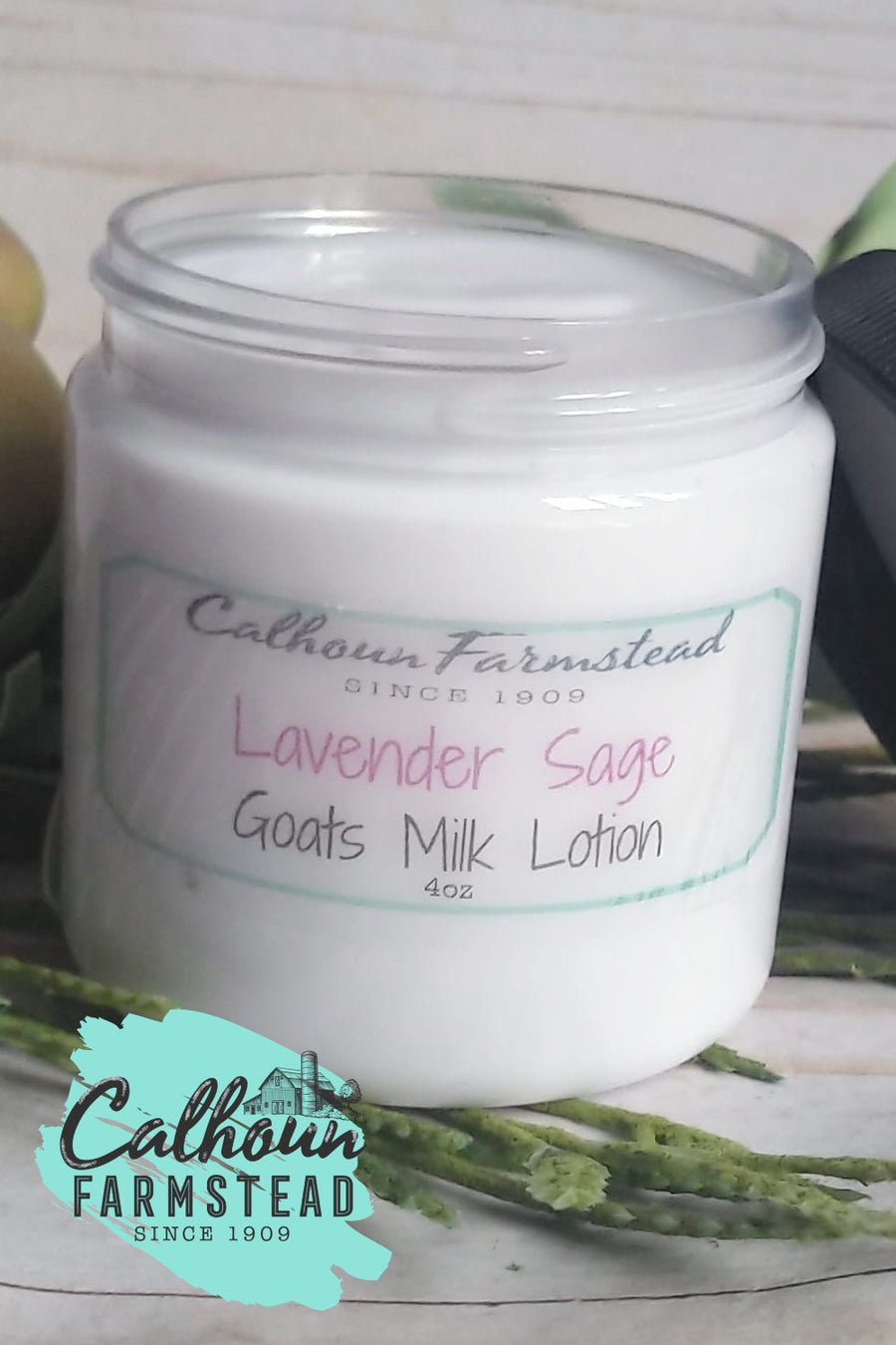 Lavender sage essential oils. Goats milk lotions made with natural ingredients. Herbal scents.