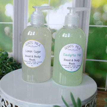 Goats Milk Hand & Body Wash. Scents include Lemon Sugar and Eucalyptus Mint. Located in DuBois Pa.