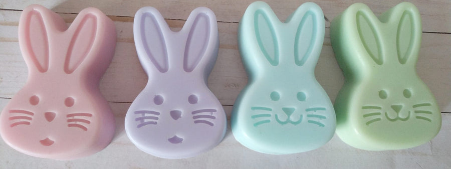 Goats milk soaps shaped like Easter bunny heads. Pastel colors basket stuffers. Smiling bunnys. DuBois Pa.