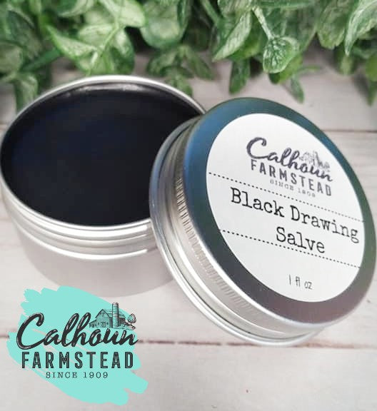 Black drawing salve in 1oz tin. For first aid kits, apothecary kits, natural health care. Add to camping kit for bee stings and bug bites.
