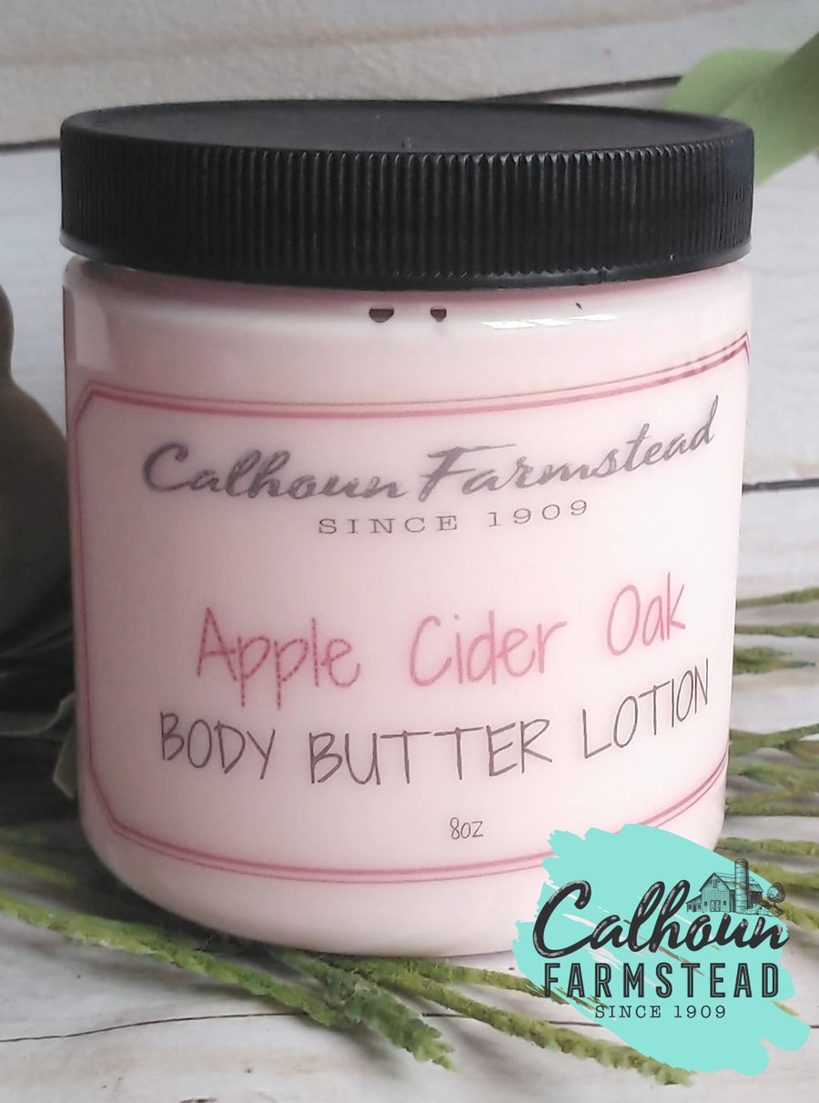 Thick creamy hydrating body butter. 8oz jar. Apple Cider Oak scented. For dry skin, eczema, skin problems.