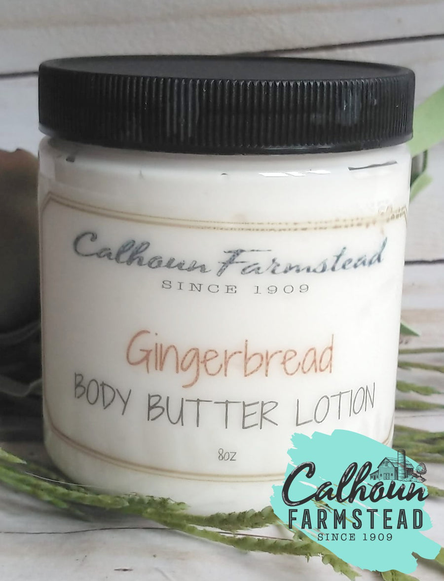 Gingerbread scented body butter. Perfect for Christmas and fall. Scented with gingerbread. Thick body butter lotions body creams and self-care.