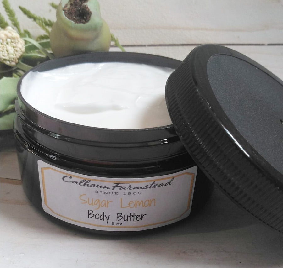 Sugar Lemon scented body butter. Thick and creamy for body lotion. Summer scents with citrus scents.