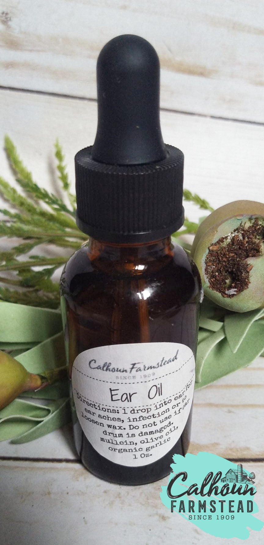 ear oil for ear aches, ear infections. Helps clear and loosen wax buildup