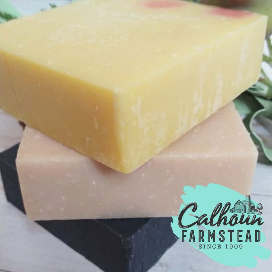 Facial soaps natural ingredients. Assorted scents and ingredients. Made by Calhoun Farm with essential oils and natural ingredients.