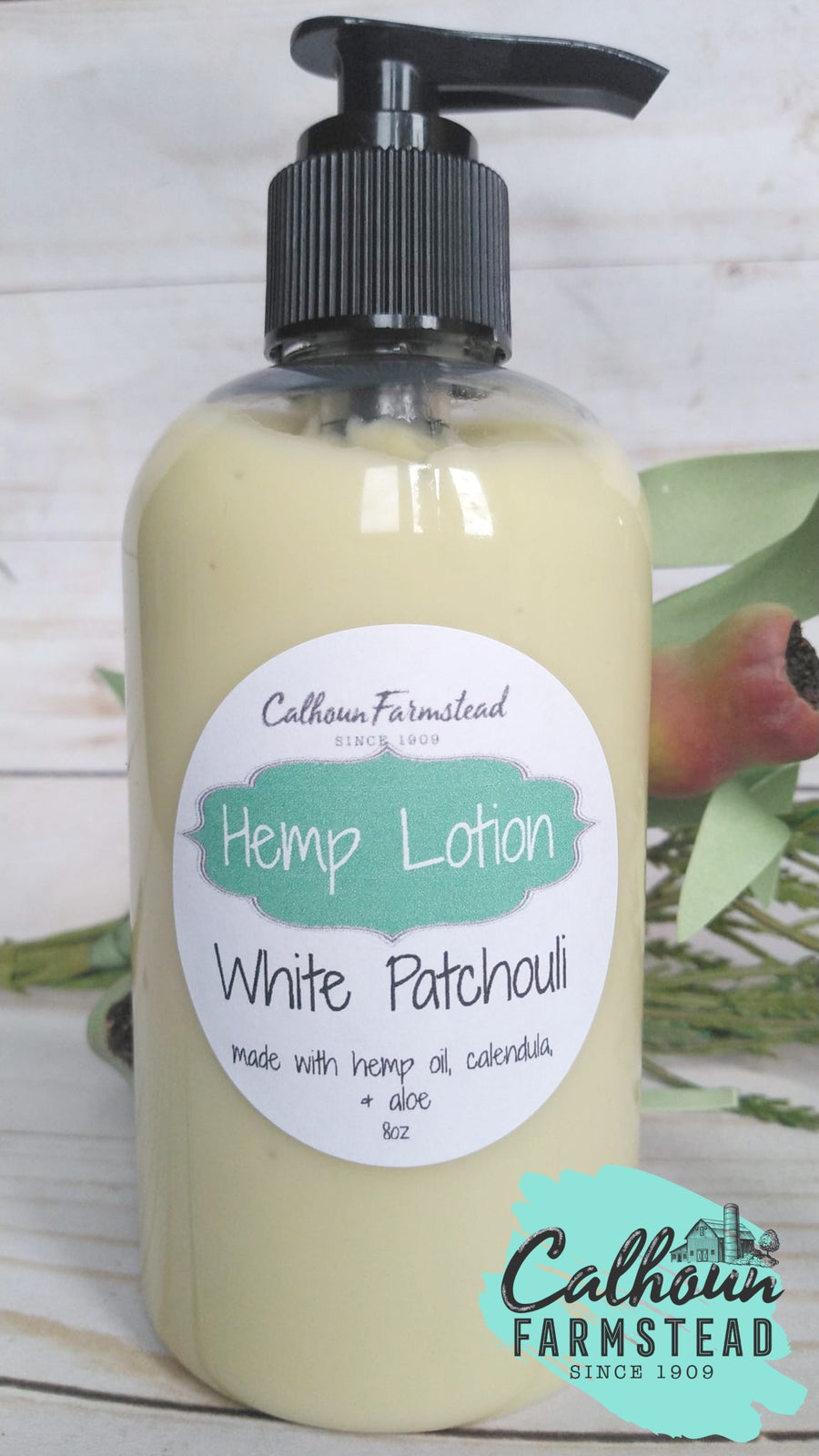 hemp lotion white patchouli. made with hemp seed butter for eczema, psoriasis, and sensitive skin types.