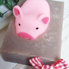 piggy in mud goats milk soaps. themed for barnyard and piggy parties.