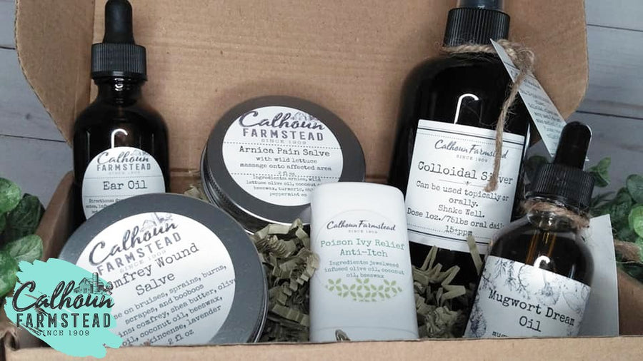 Apothecary subscription boxes. Delivered each month. Includes different products each month for a natural ingredient first aid kits.